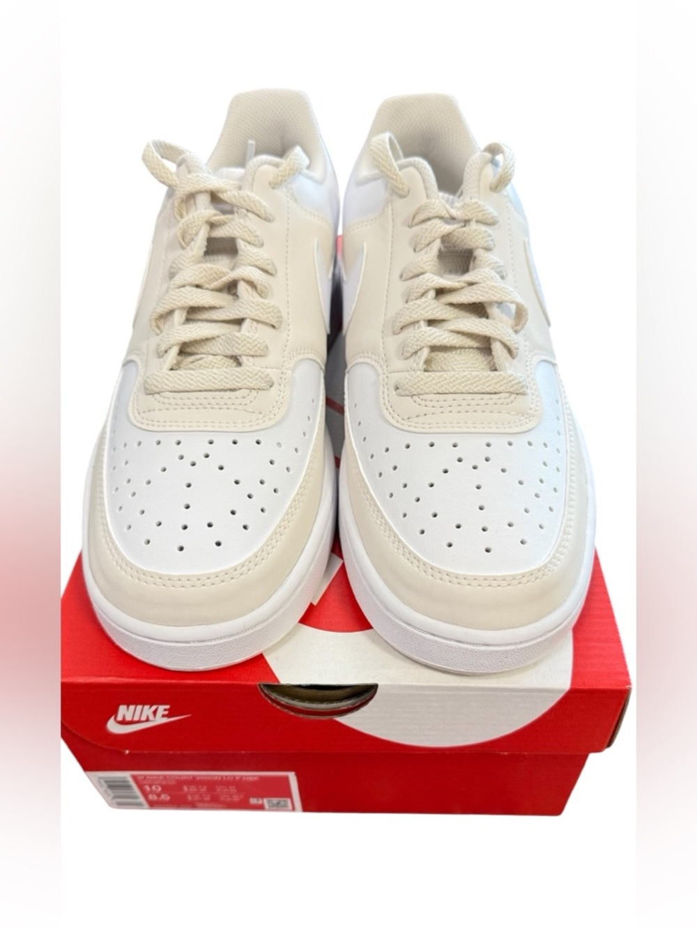 Nike Women's Court Vision Low Nubuck Shoes Phantom White colorway W10/M8.5